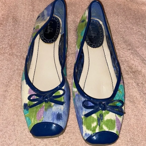 Sam Libby Shoes Sam Libby Blue And Green Flats With Bow